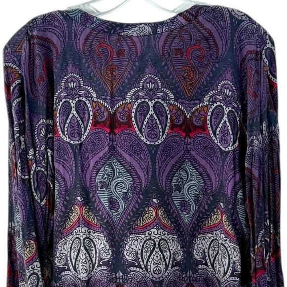 Sanctuary Purple Paisley V-Neck Long Sleeve Blouse Size Large Boho Chic - Picture 8 of 12
